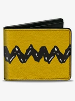 Peanuts Charlie Brown Zig Zag Stripe Yellow Black Bifold Wallet