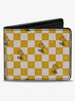 Peanuts Woodstock Pose Checker Yellow White Bifold Wallet