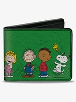 Peanuts Gang Group Pose Green Bifold Wallet