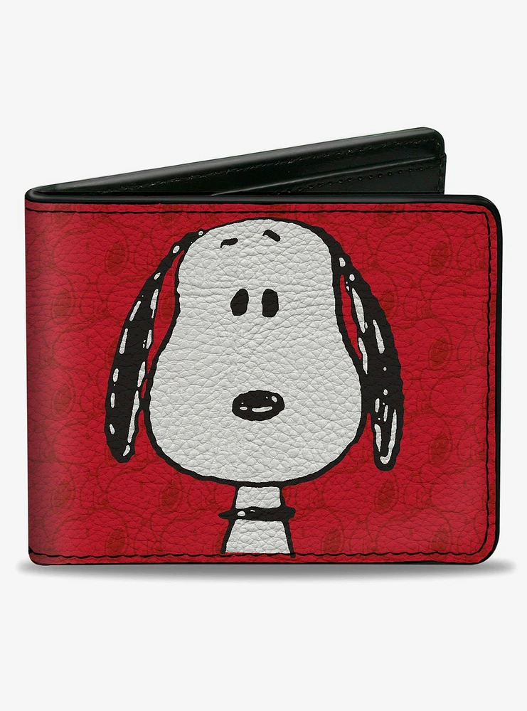 Peanuts Snoopy Face and Profile Pose Reds Bifold Wallet