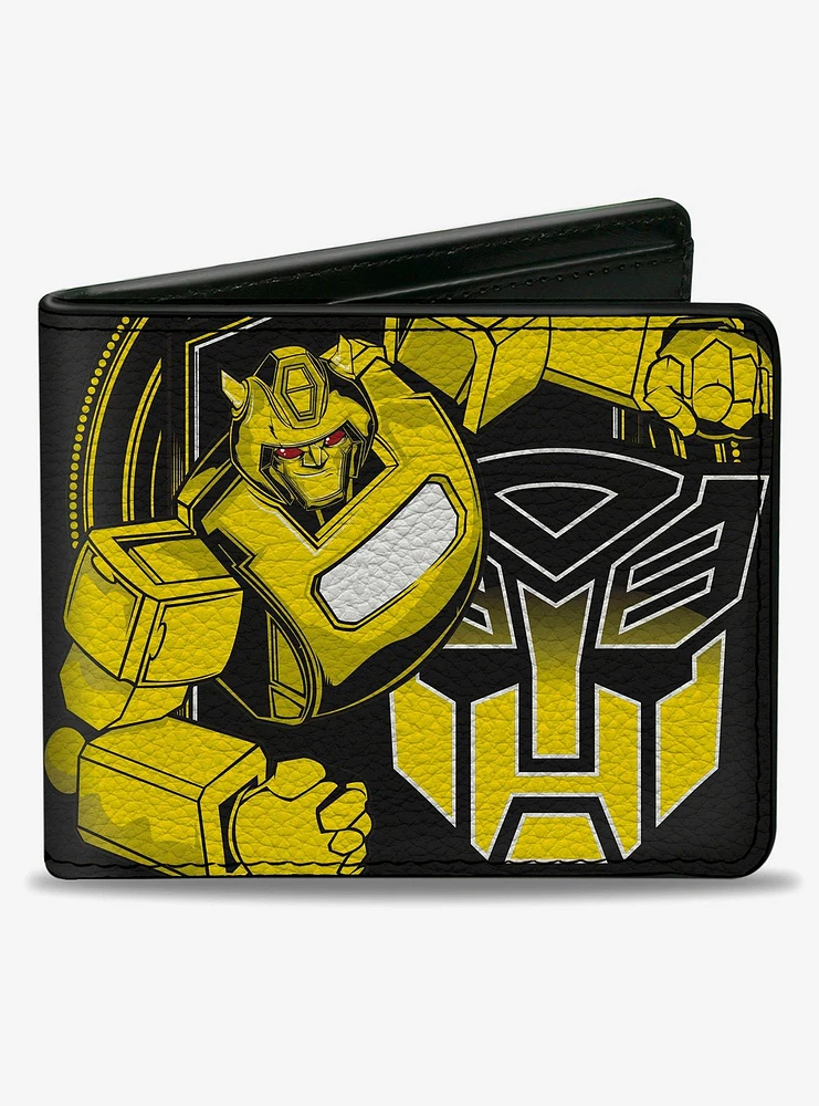 Transformers Bumblebee Pose and Autobot Logo Shield Yellows Bifold Wallet