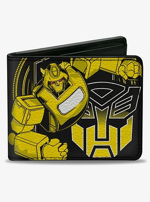 Transformers Bumblebee Pose and Autobot Logo Shield Yellows Bifold Wallet