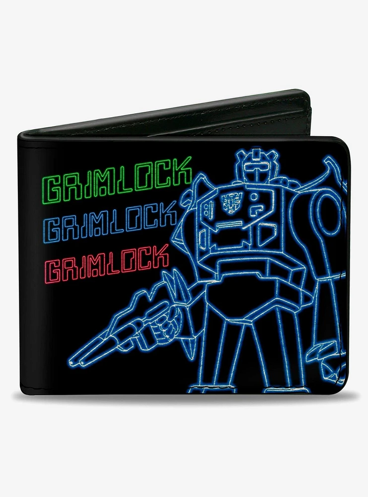 Transformers Grimlock Pose and Autobot Circuit Logo Black Bifold Wallet