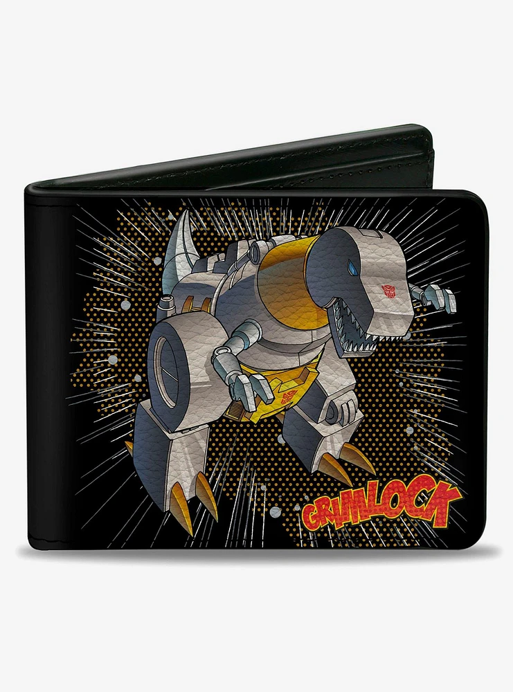 Transformers Grimlock Tyrannosaurus Rex Pose and Logo Black Bifold Wallet