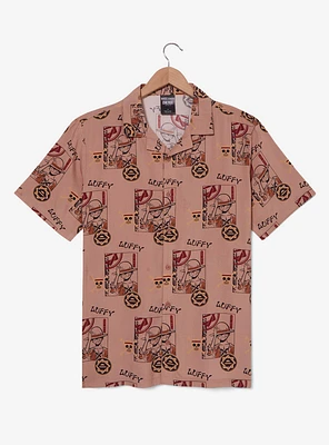 One Piece Monkey D. Luffy Allover Print Woven Button-Up - BoxLunch Exclusive