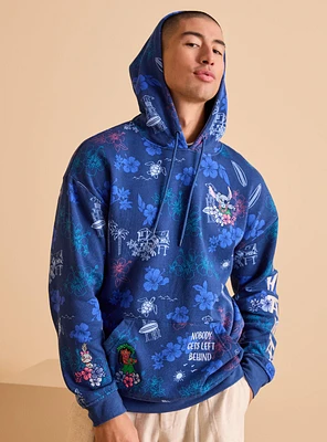 Disney Lilo & Stitch Floral Characters Allover Print Hoodie - BoxLunch Exclusive