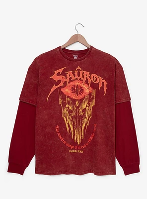 The Lord of Rings Sauron Mineral Wash Layered Long Sleeve T-Shirt - BoxLunch Exclusive