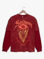 The Lord of Rings Sauron Mineral Wash Layered Long Sleeve T-Shirt - BoxLunch Exclusive