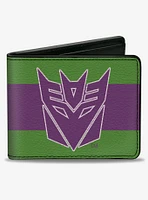 Transformers Decepticon Shield and Stripe Green Purple White Bifold Wallet