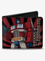 Transformers Optimus Prime Pose and Semi Truck Rays Black Red Bifold Wallet