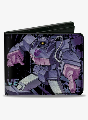 Transformers Shockwave Poses and Decepticon Shield Purples Bifold Wallet