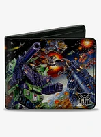 Transformers Constructicon Devastator Dinobots Battle Scene Bifold Wallet