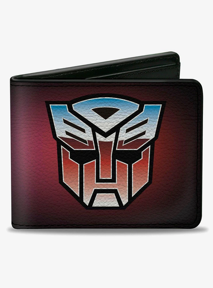 Transformers Autobot and Decepticon Fade Shields Reds Purples Bifold Wallet