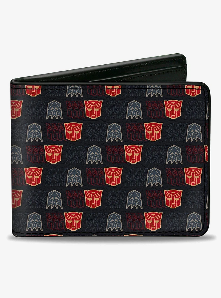 Transformers Autobot Decepticon Shield Flip Black Multi Color Bifold Wallet