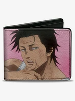 Black Clover Sexy Yami Sukehiro Pose and Roses Pinks Bifold Wallet