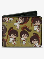 Hells Paradise Chibi Sagiri Sword Poses Scatter Golden Yellow Bifold Wallet