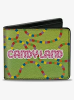 Candy Land Title Logo and Game Path Green Multi Color Bifold Wallet