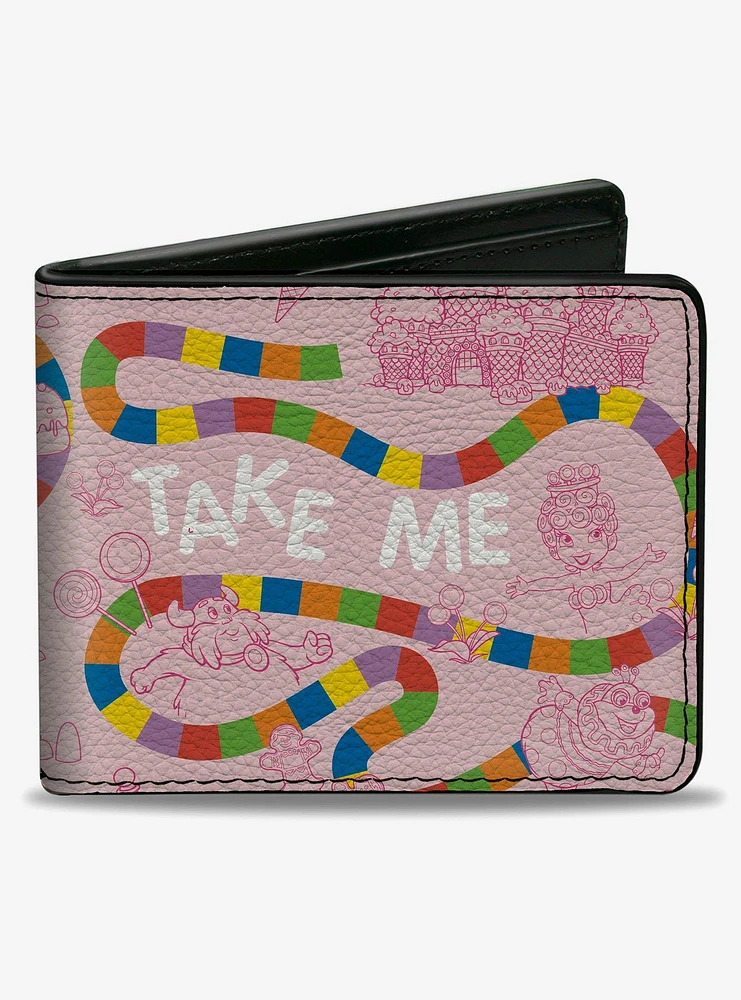 Candy Land Game Path and Characters Take Me To The Candy Pink Bifold Wallet