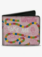 Candy Land Game Path and Characters Take Me To The Candy Pink Bifold Wallet