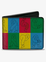 Twister Character Pose Blocks Multi Color Bifold Wallet