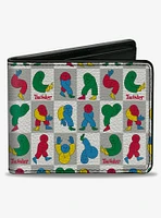 Twister Character Pose Blocks Checker White Gray Multi Color Bifold Wallet