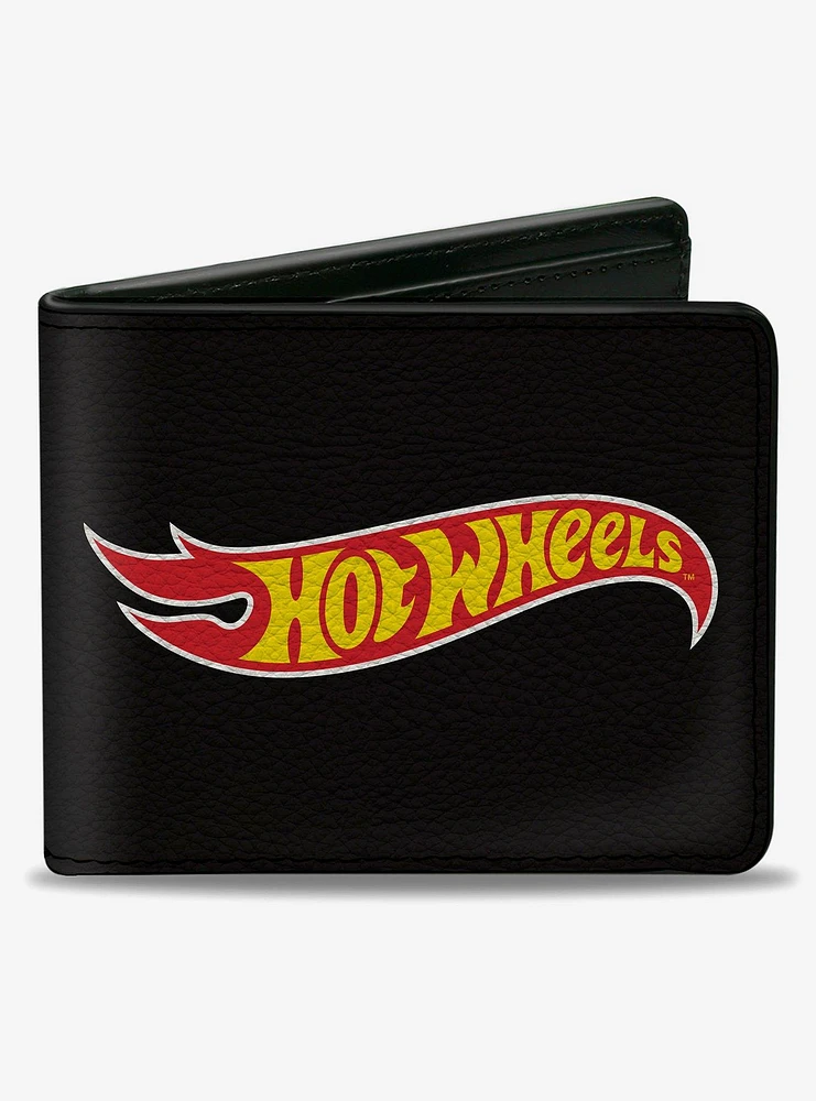 Hot Wheels Classic Flame Logo Black Red Yellow Bifold Wallet