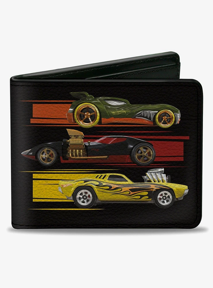 Hot Wheels Six Sportscar Profiles Black Multi Color Bifold Wallet