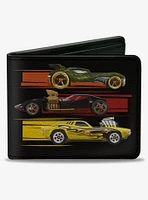 Hot Wheels Six Sportscar Profiles Black Multi Color Bifold Wallet