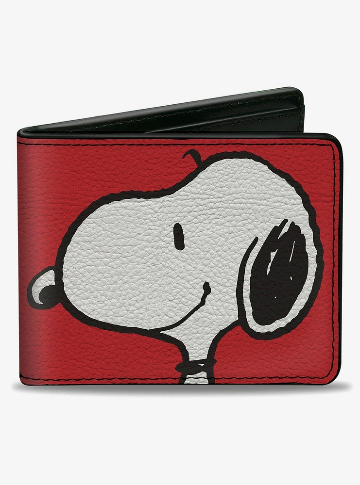 Peanuts Snoopy Smiling Profile Pose Red Bifold Wallet