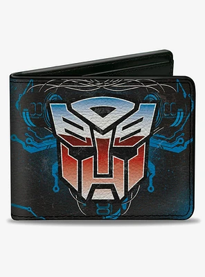 Transformers Autobot Gradient Shield and Circuitry Black Blue Bifold Wallet