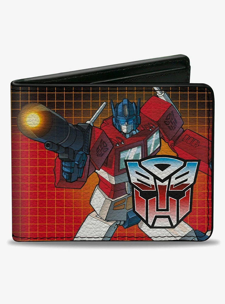 Transformers Optimus Prime Blaster Pose and Autobot Shield Bifold Wallet