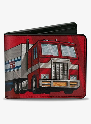 Transformers Optimus Prime Semi Truck and Autobot Shield Reds Bifold Wallet