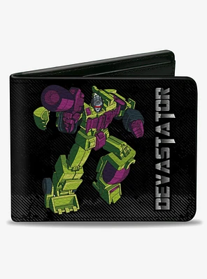 Transformers Devastator Pose and Decepticon Shield Black Bifold Wallet