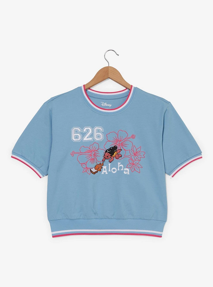 Disney Lilo & Stitch Floral Women's Cropped Ringer T-Shirt - BoxLunch Exclusive