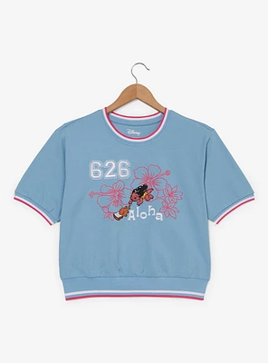 Disney Lilo & Stitch Floral Women's Cropped Ringer T-Shirt - BoxLunch Exclusive
