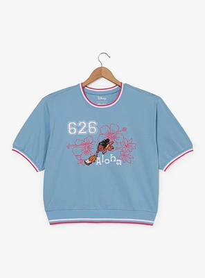 Disney Lilo & Stitch Floral Women's Plus Cropped Ringer T-Shirt - BoxLunch Exclusive