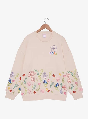 Dora the Explorer Floral Embroidered Crewneck — BoxLunch Exclusive