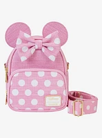 Loungefly Disney Minnie Mouse Polka Dot Straw Ears Convertible Crossbody Bag