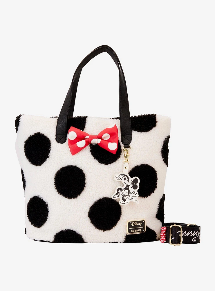 Loungefly Disney Minnie Mouse Polka Dot Sherpa Tote Bag