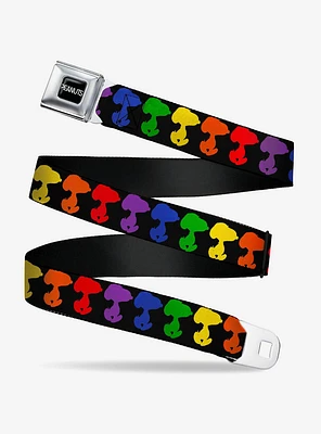 Peanuts Snoopy Silhouette Pose Rainbow Seatbelt Buckle Belt