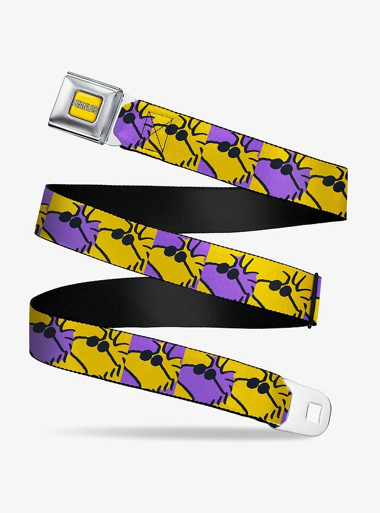 Peanuts Woodstock Shades Pose Blocks Seatbelt Buckle Belt