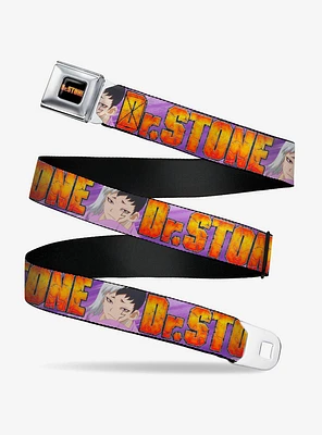 Dr. Stone Title Logo & Gen Asagiri Face Seatbelt Buckle Belt