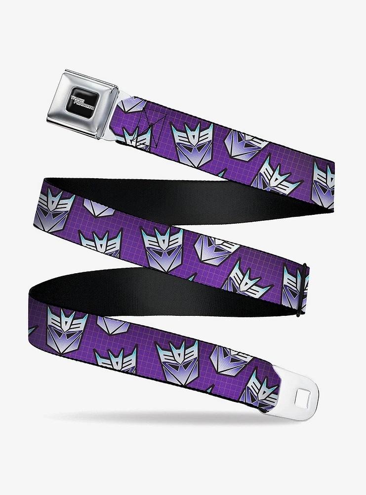 Transformers Decepticons Icon Scattered Grids Seatbelt Buckle Belt