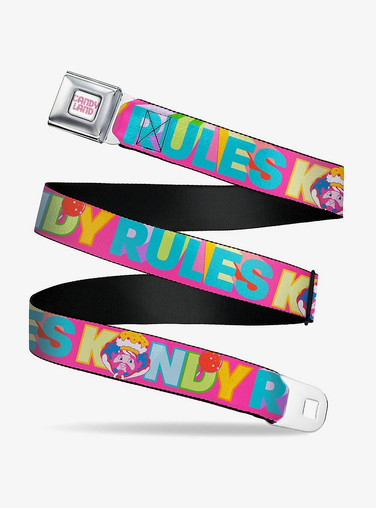 Candy Land Kandy Rules King Face Red Seatbelt Buckle Belt