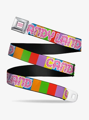 Candy Land Game Logo Color Blocks Seatbelt Buckle Belt