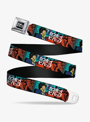 Cowboy Bebop Spike & Faye Brick Pose Logos Seatbelt Buckle Belt