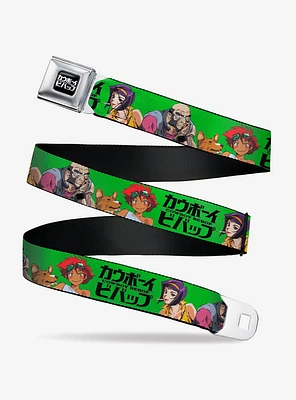 Cowboy Bebop Crew Group Pose & Title Logo Seatbelt Buckle Belt