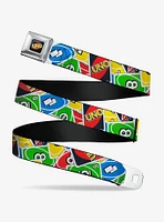 UNO Cards Stacked Collage Seatbelt Buckle Belt