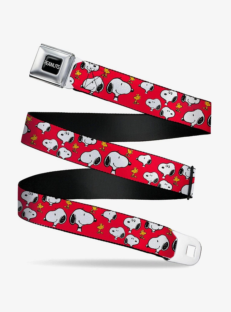 Peanuts Snoopy & Woodstock Poses Scattered Seatbelt Buckle Belt