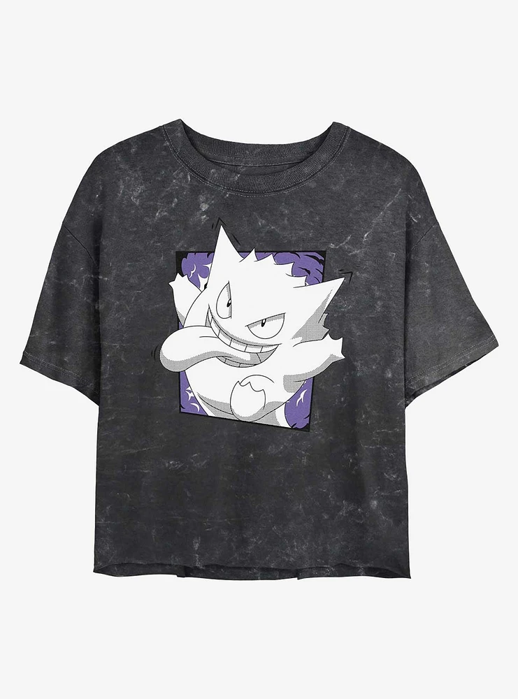 Pokemon Gengar Passing Through Mineral Wash Womens Crop T-Shirt